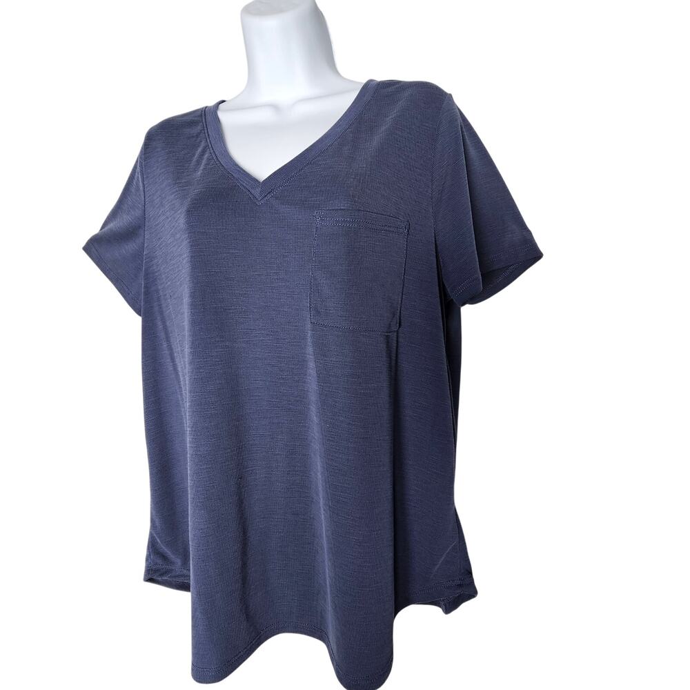 Green Envelope‎ LA Women’s L Blue V-Neck Short Sleeve Pocket Modal Blend Tee